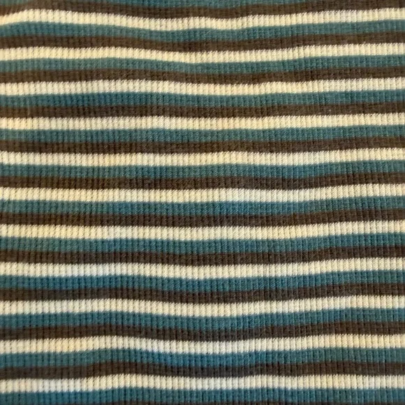 kate quinn Blue, Brown, and White Striped Long-Sleeve Sport Jumpsuit Onesie. NWT - Picture 5 of 7